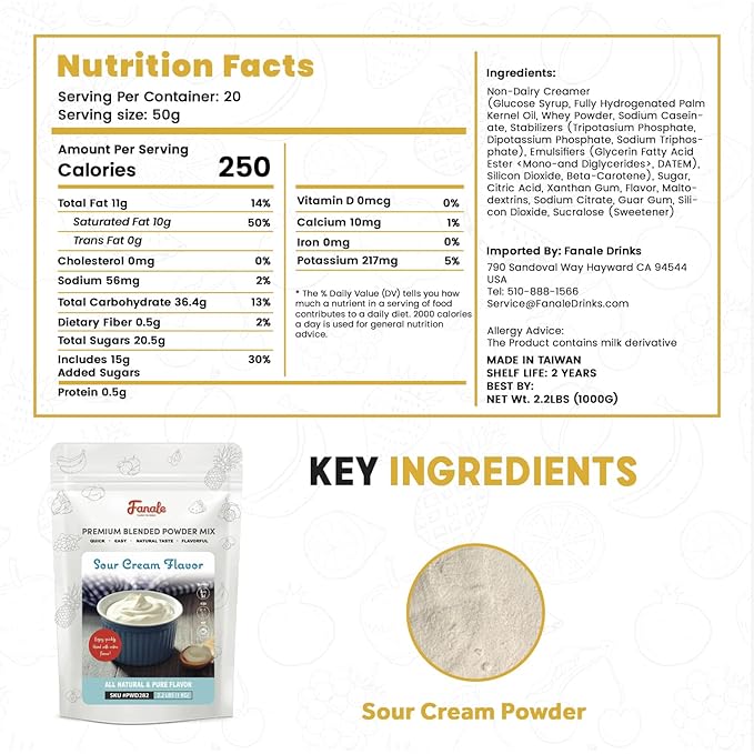 Fanale Premium Sour Cream Bubble Tea Flavoring Powder | Perfect for Baking, Smoothies, Desserts and Drinks | Instant Flavoring Powder for Boba Milk Tea - 2.2 Pounds (Pack of 1)