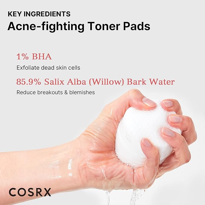 COSRX BHA Toner Pads, 70 Sheets, Exfoliating Pads for Dead Skin & Blackheads, Minimize Pores, Prevent Breakouts, Improve Skin Texture, Korean Skin Care