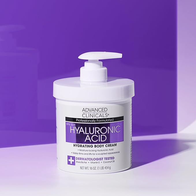 Advanced Clinicals Hyaluronic Acid Body Lotion & Face Moisturizer W/Vitamin E | Hydrating Dry Skin Firming Lotion Minimizes Look Of Wrinkles, Stretch Marks, & Crepey Skin | Skin Care Products, 2pc