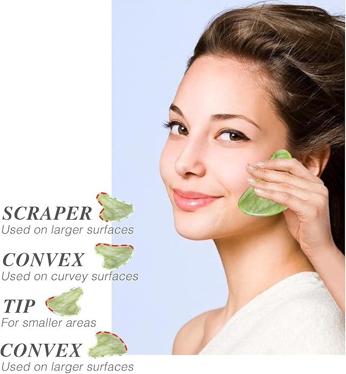 Gua Sha & Jade Roller Facial Tools Face Roller and Gua Sha Set by Easy to Clean could Promote Blood Circulation Reduce Puffiness Suitable for Skin Care Routine Puffiness and Wrinkles
