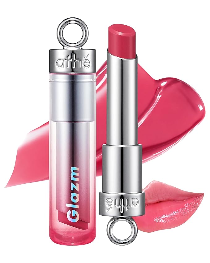 ATHE Glazm Lipbalm Stick - Vegan Glow Korean Lip Balm - Plumping, Volumizing & Highly Pigmented Lipstick - Soft Melting, Buildable Formula - Plant-Derived, Cruelty-Free, 0.12oz. (05 Pinkstan)