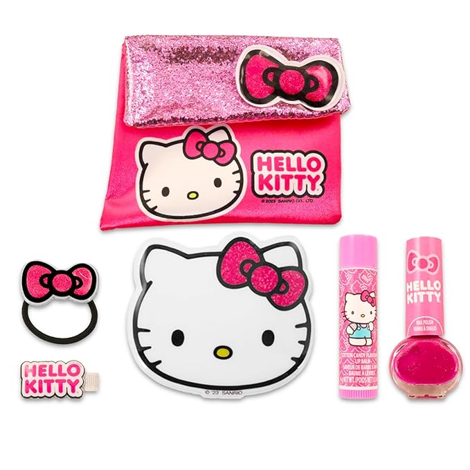 Hello Kitty Lip Balm Set - Bundle with Hello Kitty Lip Balm Plus Scrunchie, Bracelet, Cosmetic Bag, Stickers, More | Hello Kitty Lip Balm for Girls