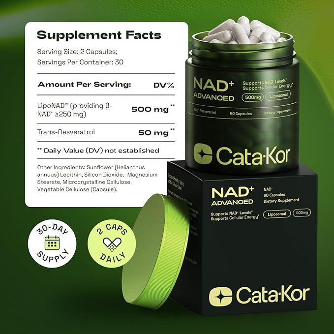 NMNH Supplement Alternative – Liposomal NAD + Resveratrol – 30-Day Supply – High Purity NAD Supplement for Energy & Healthy Aging – 60 Capsules