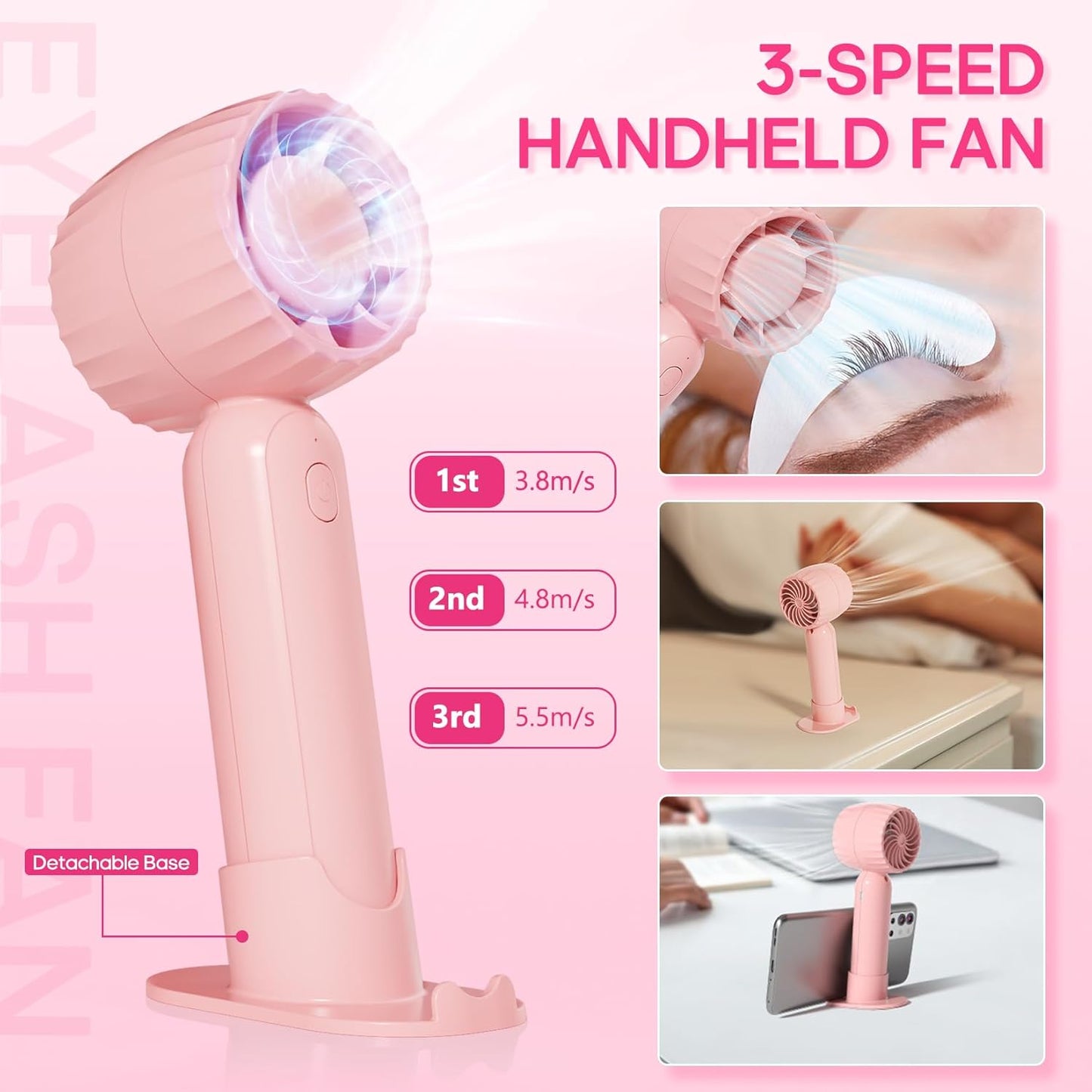 Buqikma Lash Cleaning Kit - Lash Shampoo Kit Eyelash Extension Cleanser for Extensions 60ML with Rechargeable Handheld Lash Fan Dryer Mascara Brush Rinse Bottle Makeup Cleansing Foam for Lash Care