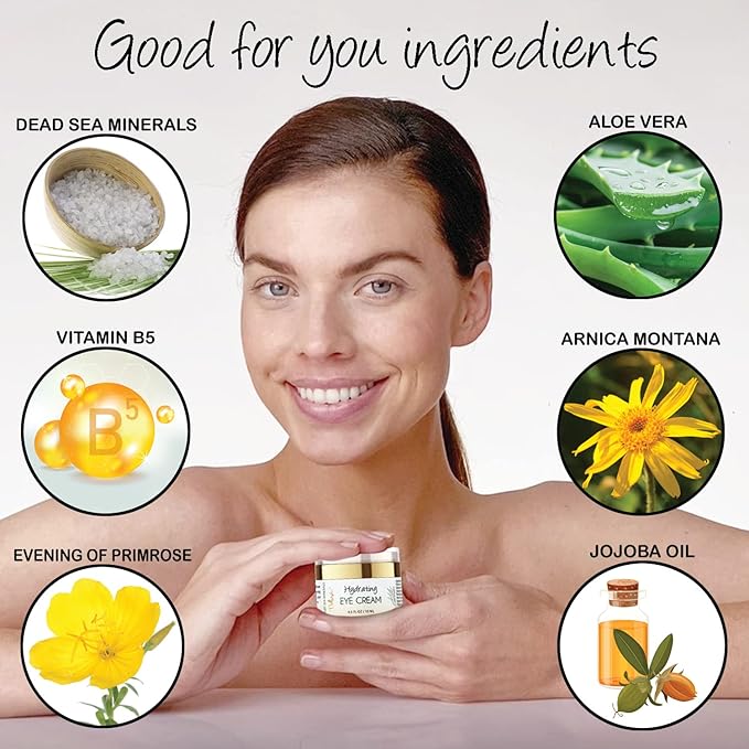 Deluvia Eye Cream Moisturizer, Under Eye and Around Eye Hydrating Eye Cream, Organic Aloe Vera, Vitamin E, Rosehip Seed Oil for Dry Skin and Wrinkles.(.5 Oz)