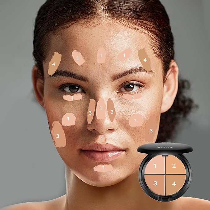 Color Correcting Concealer Cream Full Coverage Flawless Face Contour Palette Professional Makeup, Light to Medium