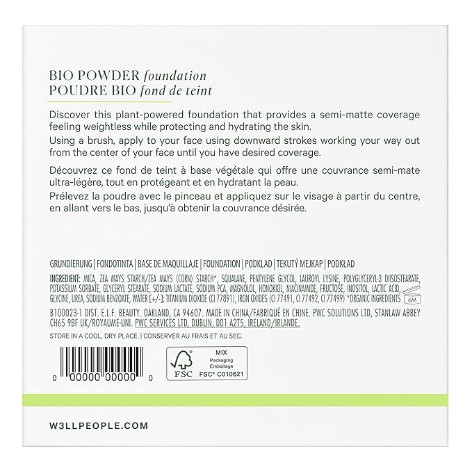 Well People Bio Powder Foundation, Lightweight & Hydrating Foundation For Perfecting & Smoothing Skin, Semi-Matte Finish, Vegan & Cruelty-free, 5C
