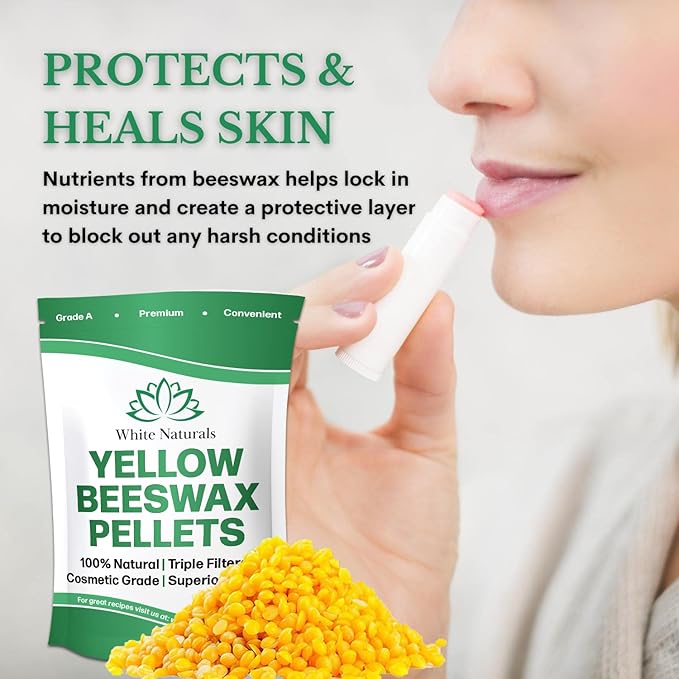 Yellow Beeswax Pellets 1lb (16oz), Pure, Natural, Cosmetic Grade, Organic, Bees Wax Pastilles, Triple Filtered, Great For Candle Making, Soap, Food Wrap, DIY Lip Balms, Lotions