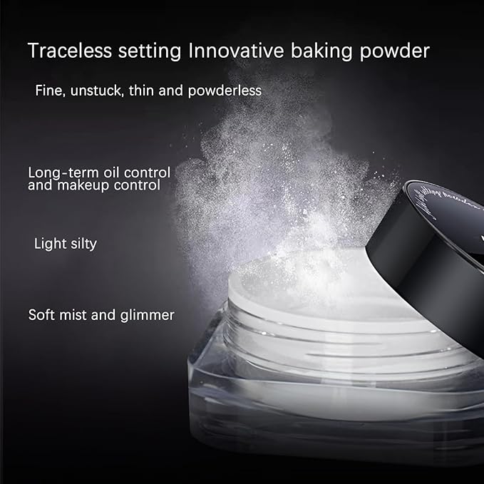 BLUE LOVE Setting Powder Makeup for Oily Skin, Oil Control Smooth Face Makeup Powder Foundation, Waterproof Setting Powder Compact, Oil Control Face Pressed Loose Powder(Purple)