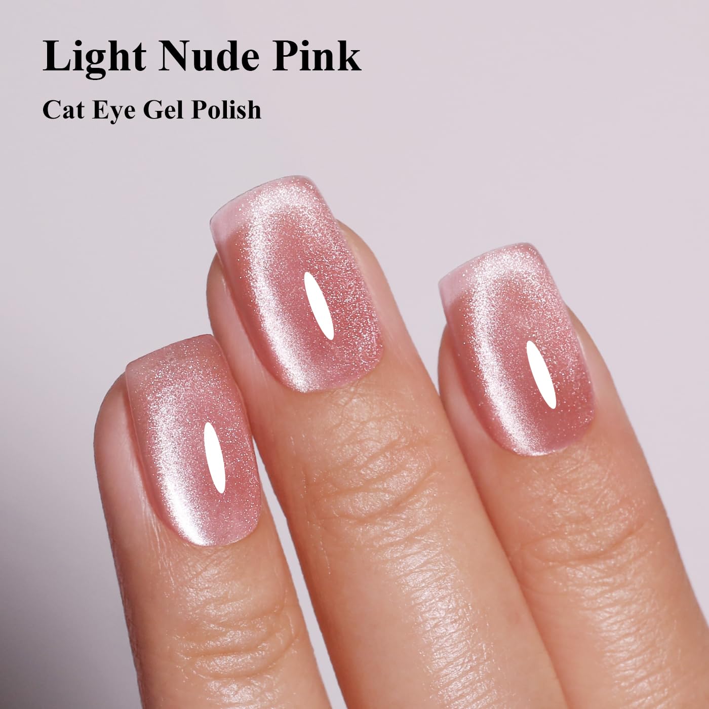Imtiti Cat Eye Gel Nail Polish, Light Nude Pink Holographic Magnetic Crystal Nail Gel Polish With Magnet Glittery Galaxy Spring Summer Kit Soak Off UV Led 10ML