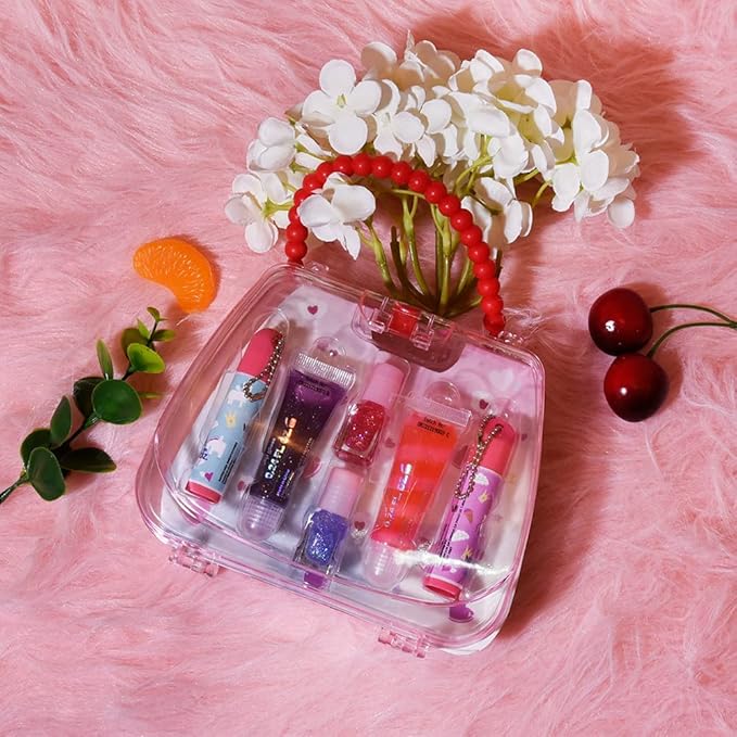 M&U 13Pcs Lip Balm and Nail Polish Gift Set for Kids Age 6-12, Abssorted Favors Moisturizing Lip Care Balm Tubes for Girls and Women, Washable Real Makeup Safe & Non-Toxic