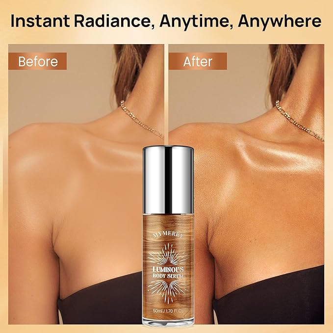 Body Shimmer Oil, Suncreen 50ml Liquid Highlighter Bronzer Body Glitter Oil Long Lasting Moisturizing Makeup Lotion Illuminate Serum Glow Shimmer Skin 1.7 Fl Oz（Bronze Gold #02)