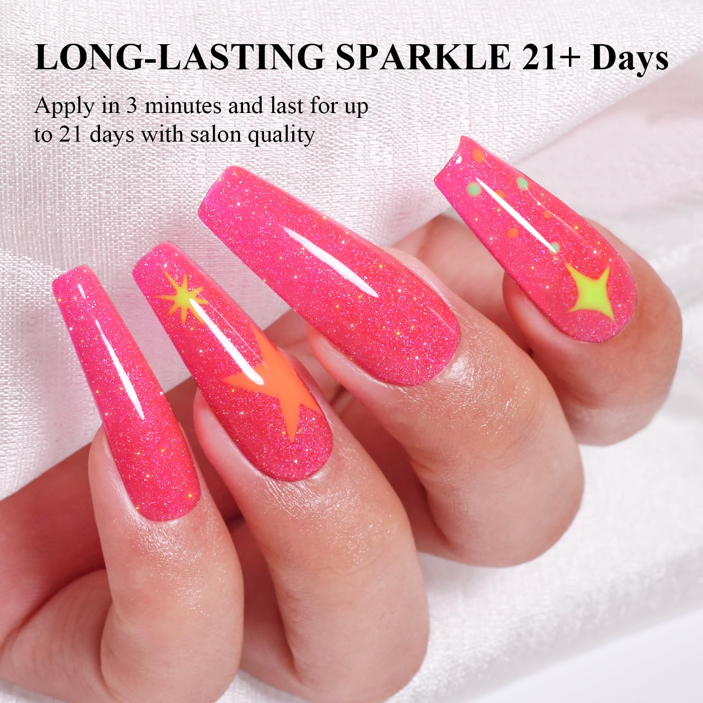 Imtiti Glitter Gel Nail Polish, Rose Pink Iridescent Glitter Nail Gel Polish Diamond Shimmer Sparkle Soak Off UV LED Spring Summer Manicure 10ML
