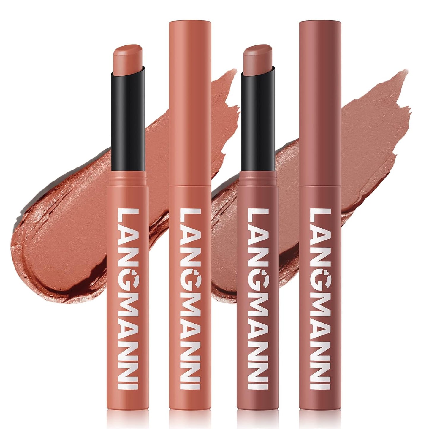 Jolilab 2Pcs Velvet Matte Lipstick Nude Matte Soft Dark Color Stick High Pigmented Long-Lasting Waterproof Lip Stick Lip Balm Beauty Cosmetics Gift for Girls and Women（05#+06#