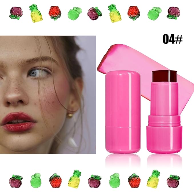 Cool Milk Jelly Blush, Sheer Lip & Cheek Stain, Buildable Watercolor Finish, Vivid Color Water Jelly Tint Lipstick, Long Lasting, Milk blush Watercolor Finish Tinted Lip Gloss for Women, 04