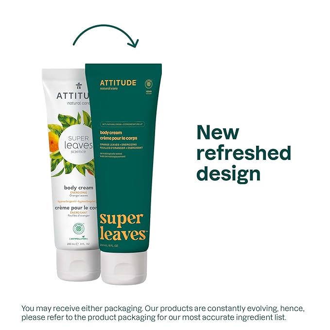 ATTITUDE Body Cream, EWG Verified Moisturizer, Vegan Moisturizing Products For Dry Skin, Dermatologically Tested, Orange Leaves, 8 Fl Oz