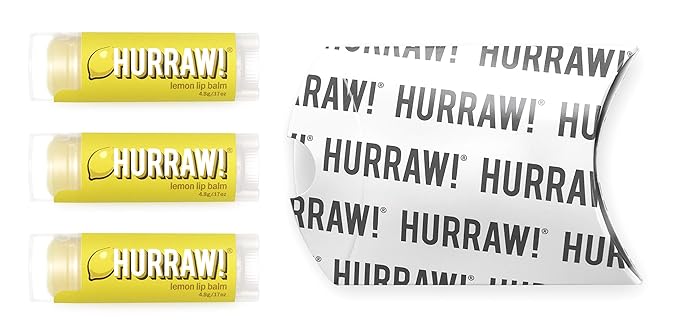 Hurraw! Lemon Lip Balm, 3 Pack: Organic, Certified Vegan, Cruelty and Gluten Free. Non-GMO, 100% Natural Ingredients. Bee, Shea, Soy and Palm Free. Made in USA
