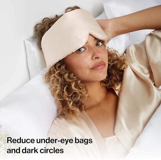 Dore & Rose Deep Sleep Mask Light Blocking, 23 Momme Mulberry Silk Eye Mask, Ultra Soft, Adjustable - Travel Sleeping Mask for Men & Women - Champagne