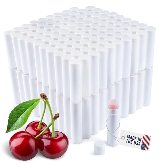 Lip Balm Bulk Unlabeled - Made in USA Bulk Chapstick - Natural Ingredients Vitamin E Shea Butter - Custom Chapstick Bulk For Party & Wedding Favors (200 Count, Cherry)
