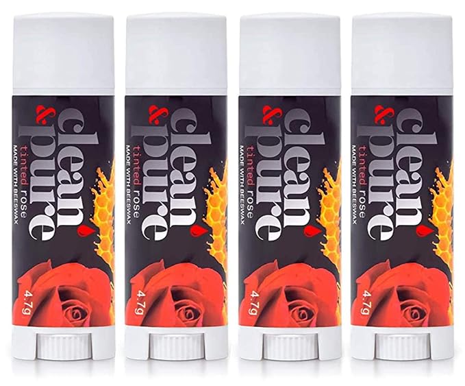 Lip Balm 4-Pack (Tinted Rose) | Lip Care Set With 100% All Natural Beeswax | Vitamin E Oil | Flavored Lip Balm for Dry, Chapped Lips | Made in Australia…