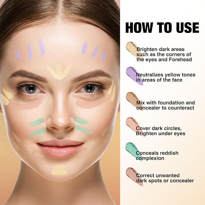 Jolilab 4 Color Contour Stick Concealer Stick Cream Palette Contour Multifunctional Contouring Makeup Kit for Face Highlighter Makeup Stick Set Long Lasting & Waterproof(01+02+04+06, 1)