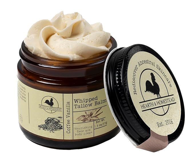 Handmade Whipped Tallow Balm (Coffee Vanilla) - Organic Body Butter with Infused Olive Oil - 1.3 oz …