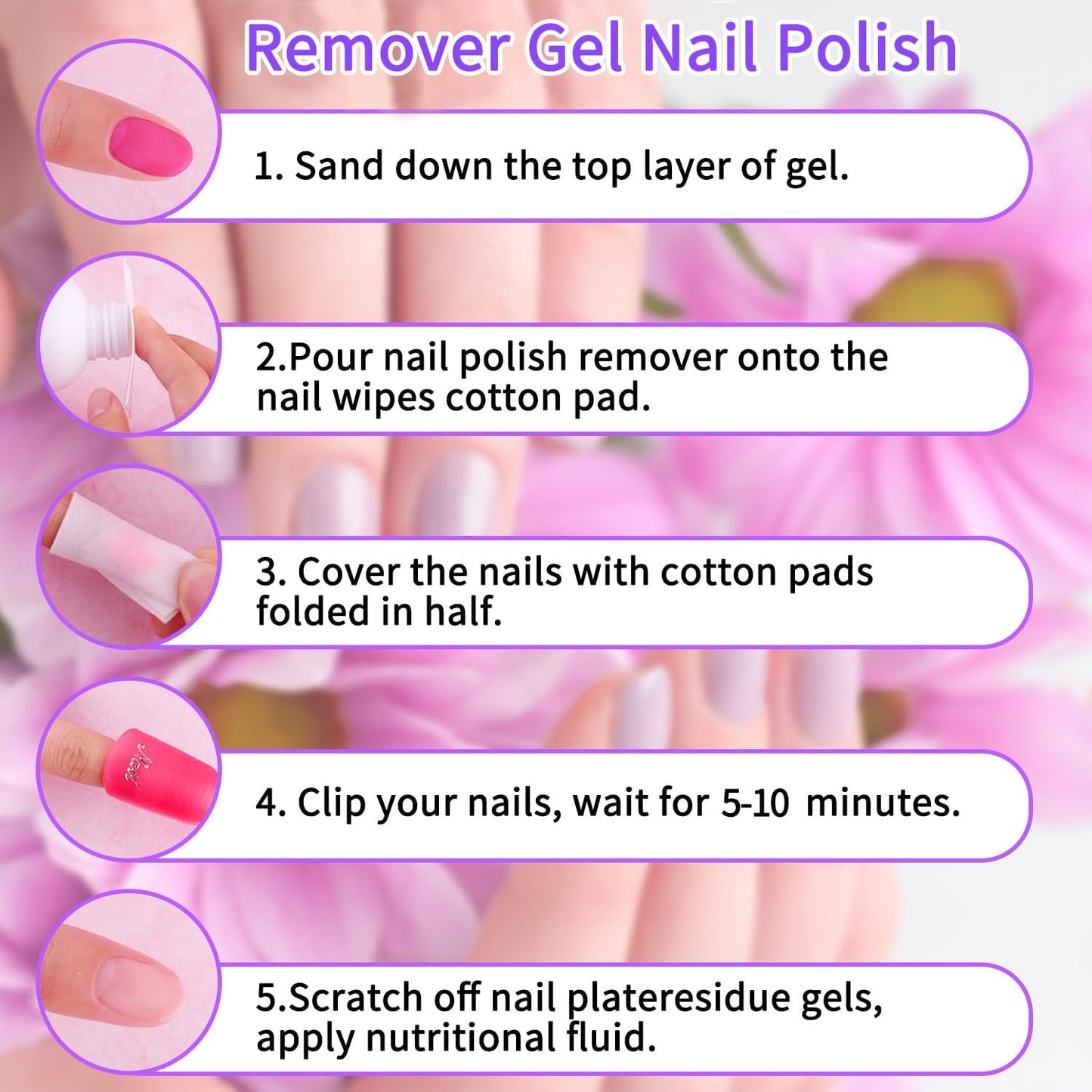 Nail Polish Remover Kit Nail Polish Remover & Slip Solution Polish Remover for Nails Slip Solution for Poly Gel Nails with Glass Cup Nail Cleaning pads
