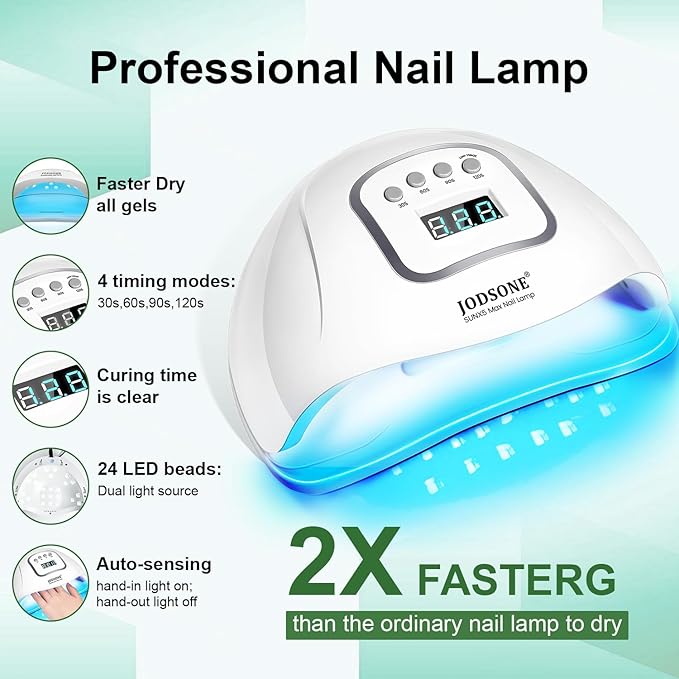 JODSONE 32 Colors Jelly Gel Nail Polish Kit with U V Light Crystal Transparent Classic Color 4 Functional Gel for All Seasons