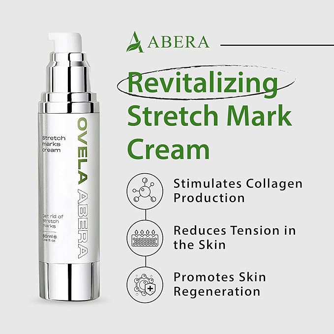 Abera Ovela Maternity Stretch Mark Cream for Pregnancy and Weight Fluctuations, Stretch Mark Treatment Pregnancy Must Haves, Deep Stretch Mark Removal, All Skin Types, 1.69 fl oz, Set of 2