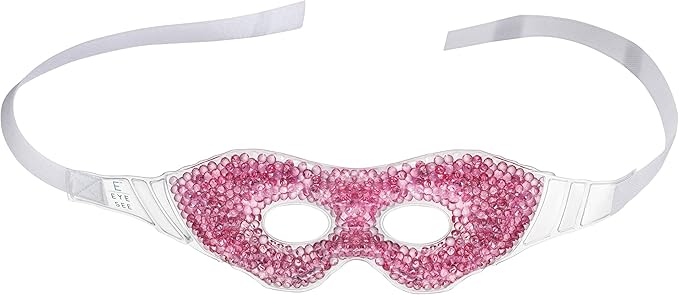 Gel Eye Mask, Pink - Cold Compress Ice Pack with Gel Beads - Microwave Safe for Heat Therapy - Great for Puffy Eyes, Dark Circles, Dry Eyes, Soothing Headaches