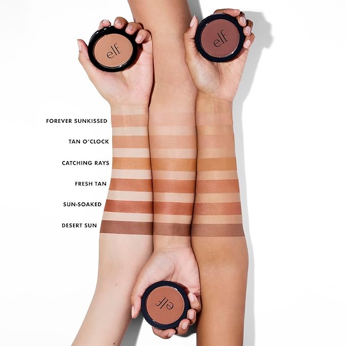 e.l.f. Primer-Infused Bronzer, Long-Lasting, Lightweight & Buildable Powder Bronzer, Delivers A Matte Finish, Vegan & Cruelty-Free, Catching Rays