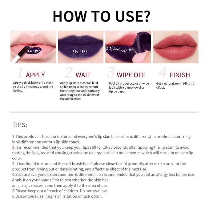 3 Colors Lip Stain Peel Off, Long Lasting Matte Lip Liner, Waterproof, Smudge-Proof, Transfer-proof, Highly Pigmented Color Lip Tint Makeup