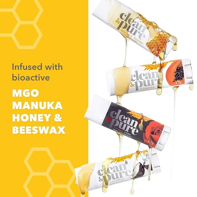 Lip Balm 2-Pack (Tinted Rose) | Manuka Honey Beauty Products | Lip Care Set With 100% All Natural Beeswax and Vitamin E Oil | Flavored Lip Balm for Dry, Chapped Lips