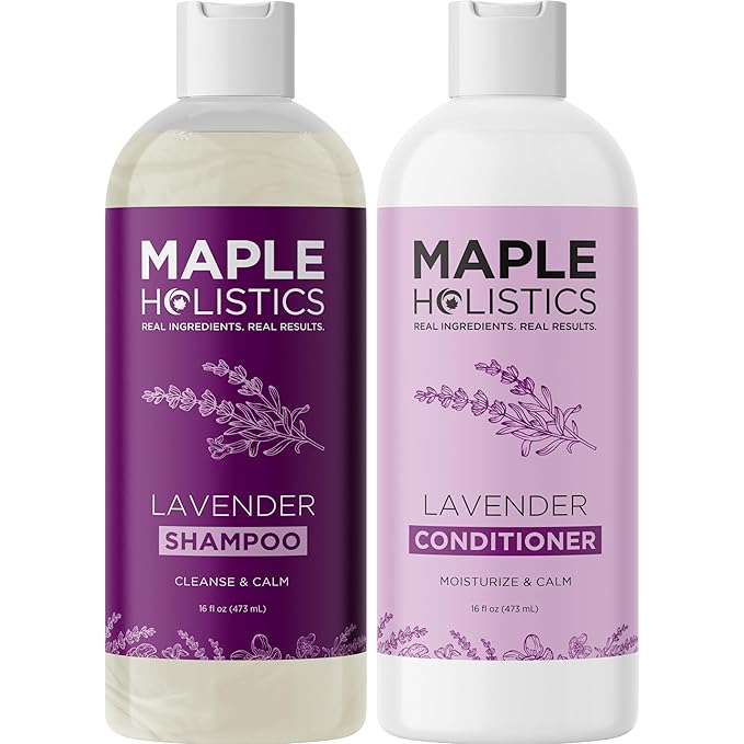 Aromatherapy Lavender Shampoo and Conditioner Set - Paraben and Sulfate Free Shampoo and Conditioner for Women with Chamomile Panthenol Jojoba Oil plus Cleansing and Calming Lavender Essential Oil