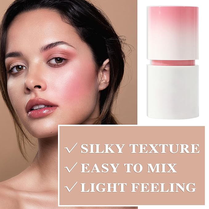 Cream Blush Stick with Brush and Makeup Sponge,Waterproof Multi Cream Makeup Stick,Lightweight,Long-lasting,2 in 1 Multi Blush for Cheeks & Lip Tint & Eyeshadow G