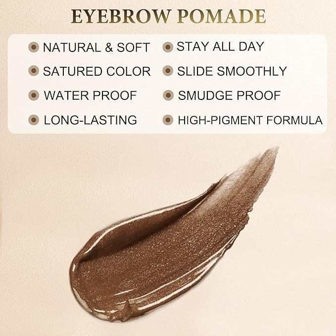 Eyebrow Pomade - Waterproof Brow Pomade for Long-lasting Results,Smudge Proof and Sweat Resistant Formula,Natural Eyebrow Makeup for All Skin Types and Tones - Chocolate