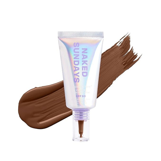 Naked Sundays BeautyScreen™ SPF 50 Mineral Peptide Foundation Tint – 2-in-1 Skin Tint & Mineral Sunscreen | Radiant, Buildable Coverage, Acne-Safe, Infused with Peptides (9.3 Rich Deep, 1.01 oz)