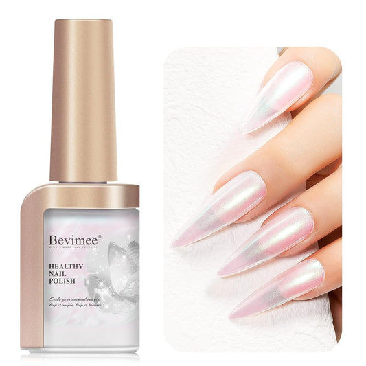 Quick Dry Nail Polish - Mermaid Shimmer Nail Lacquer Pearl White, Green Aurora Effect, Air Dry Fast Fingernail And Toenail Polish, 12ML