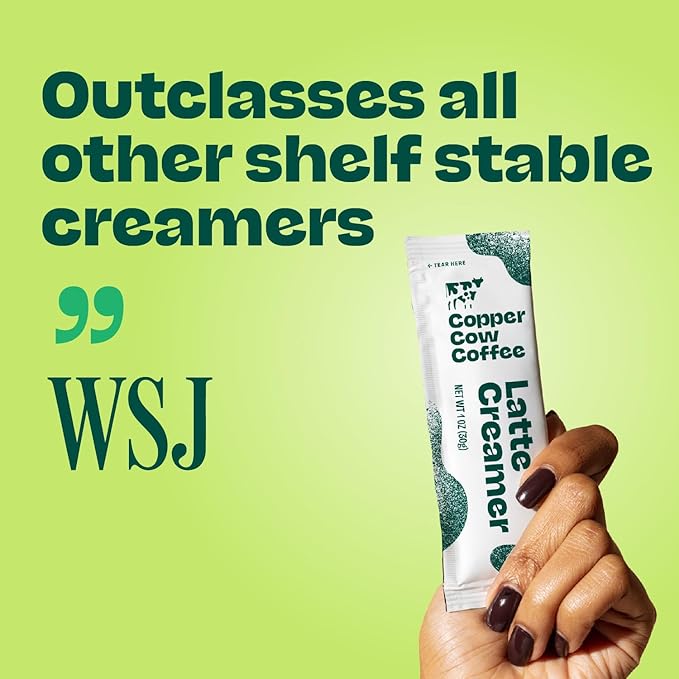 Copper Cow Coffee Sweetened Condensed Milk Coffee Creamer Singles (25 pack) | Vietnamese Inspired Coffee Creamer, All Natural Creamer Packets for Pour Overs & Lattes | No Refrigeration Needed