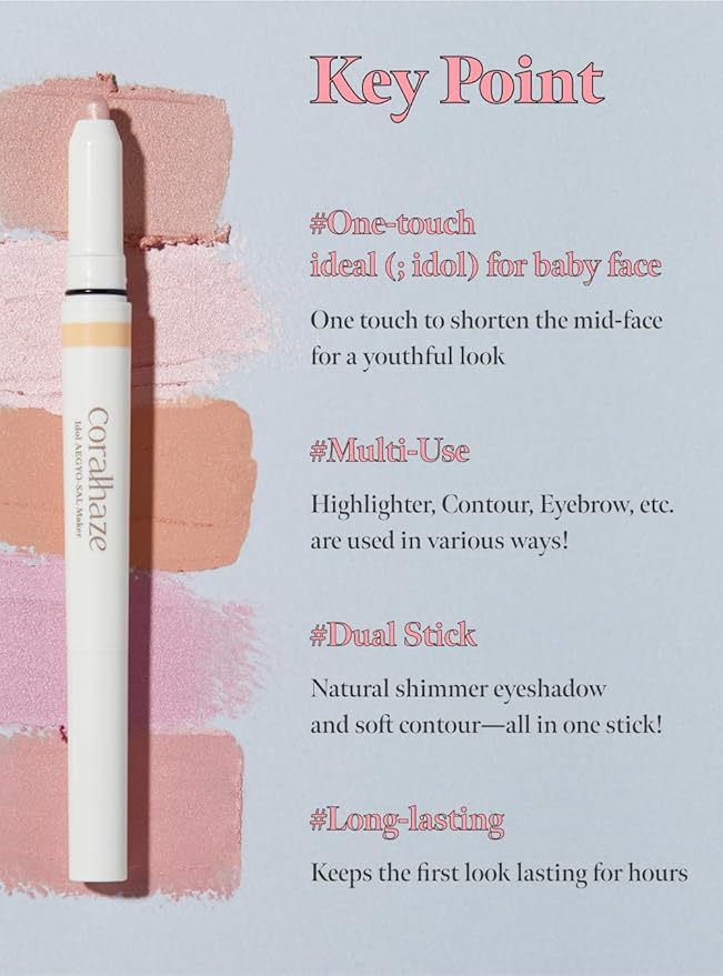 CORALHAZE Idol AEGYO-SAL Maker 03 Tangerine Coral, 2-in-1 Under-Eye Highlighter and Contour Liner for Bright, Voluminous Eyes, Long-Lasting, Smudge-Proof Shimmer Stick with Natural Glow, Korean Beauty