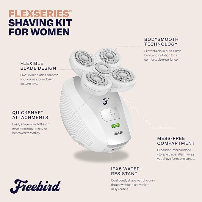 FlexSeries Electric Razor for Women - Silk Smooth Legs, Body Hair, & Pubic Shaver - for Private Area, Sensitive Skin, Bikini Trimmer