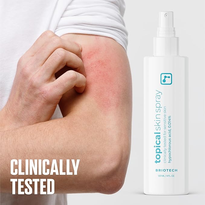 BRIOTECH Topical Skin Spray, Hypochlorous Acid for Sensitive Skin, HOCl Facial Mist, Full Body Support Against Irritation, Calm Redness, Soothe Foot & Scalp, 1 Gallon Refill (4 Pack)