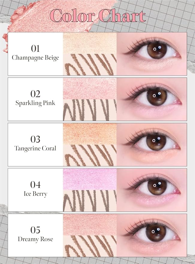 CORALHAZE Idol AEGYO-SAL Maker 05 Dreamy Rose, 2-in-1 Under-Eye Highlighter and Contour Liner for Bright, Voluminous Eyes, Long-Lasting, Smudge-Proof Shimmer Stick with Natural Glow, Korean Beauty