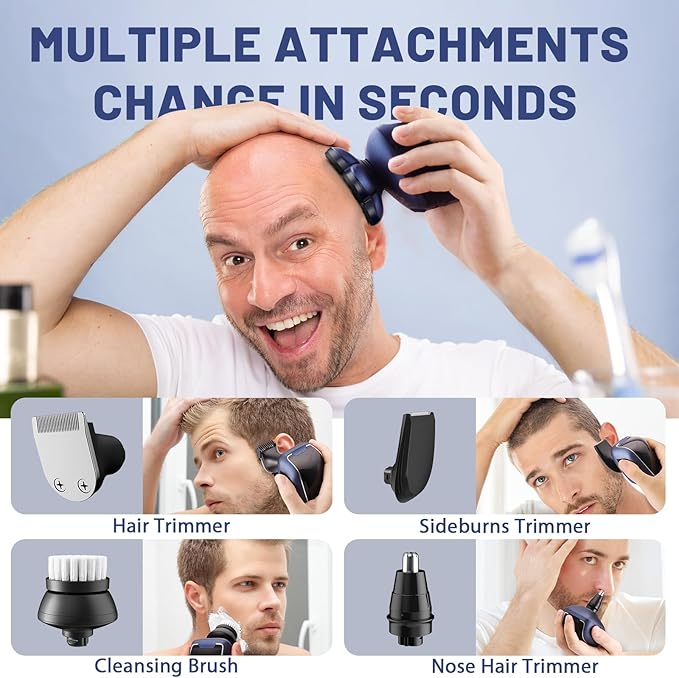 Head Shavers for Bald Men: 5-in-1 Electric Razor - Waterproof Shaving Grooming Kit for Balder - Turbo Speed & Precision Blades