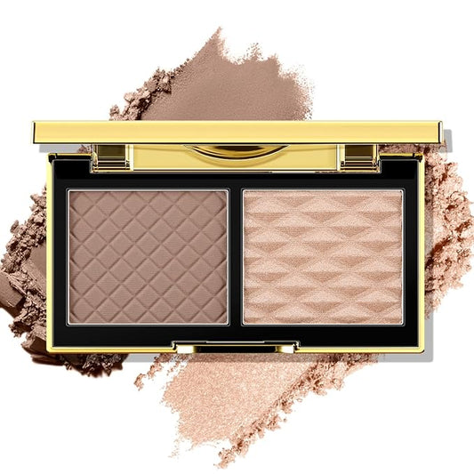 Boobeen 2 in 1 Contour Makeup Palette Highlighter Face Bronzer and Shimmer Contour Palette Makeup Kit, Sculpting Contouring Powder Palette Blendable