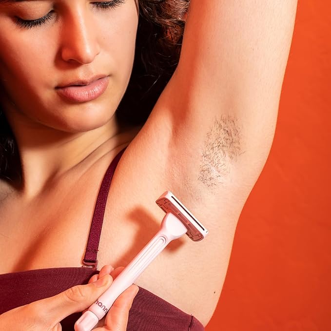 HANNI Shave Starter Set, Saftey Razor with Blades and Shaving Gel, Unisex Grooming Kit for Smooth, Soft Skin, Hair Removal Gift Set for All Skin Types, Blush