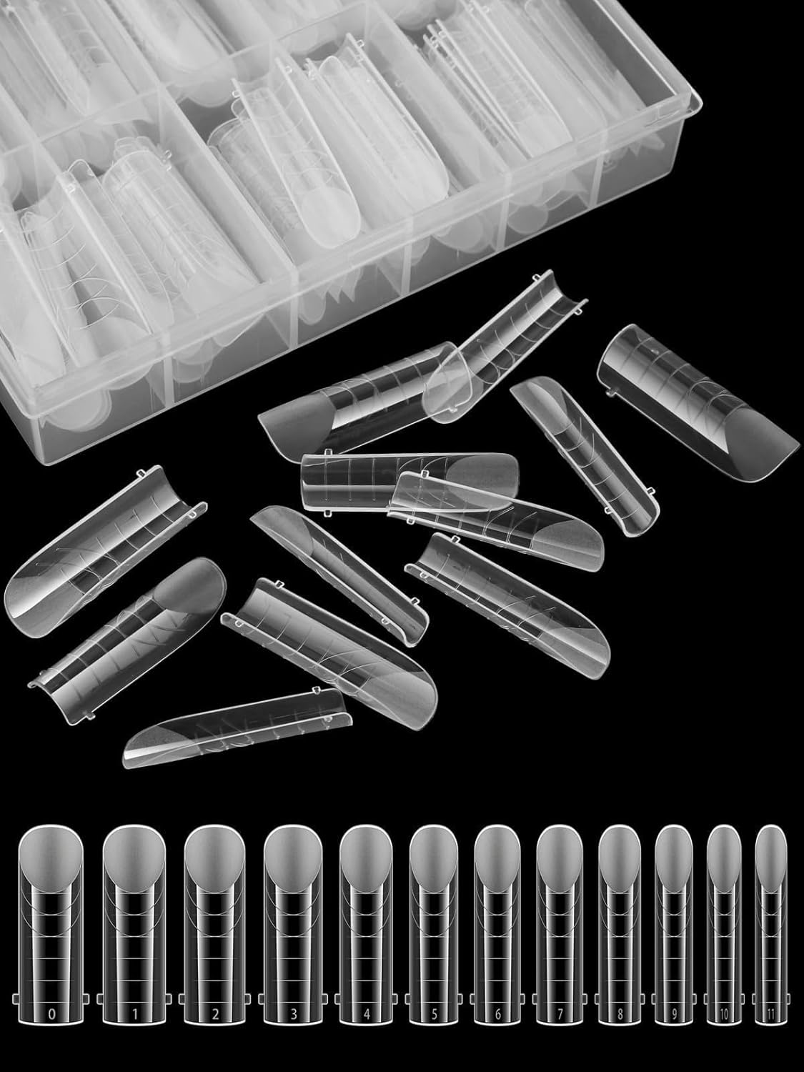 EBANKU 120Pcs Matte Dual Nail Forms, Clear Poly Gel Nail Molds Square Full Cover Coffin Nail Tips Extension Forms 12 Sizes for Gel Manicure Nail Art Design Salon&DIY