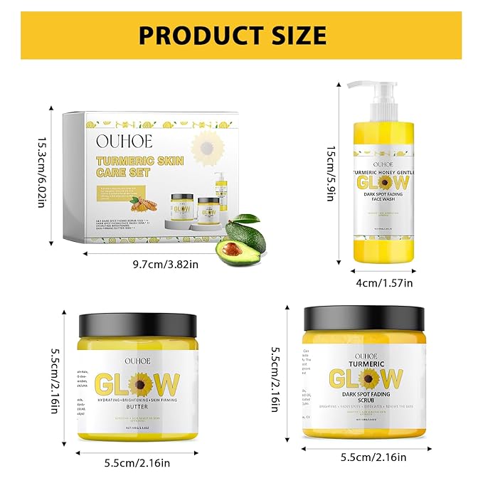 Glow Combo Skincare Set,3 In 1 Turmeric Combo Skincare Set，Turmeric Glow Butter, Skincare Gift Set For All Skin Type (1 Set)