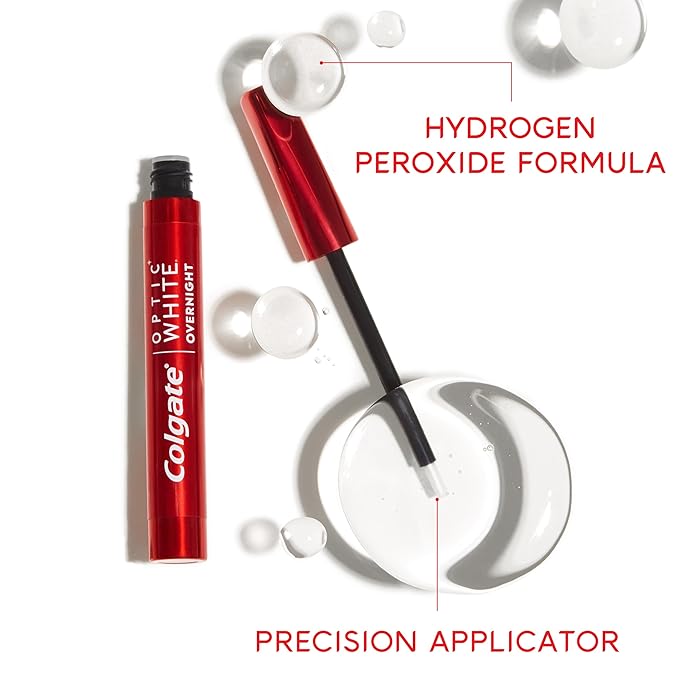 Colgate Optic White Overnight Teeth Whitening Pen, Teeth Stain Remover to Whiten Teeth, 35 Nightly Treatments, 0.08 Fl Oz