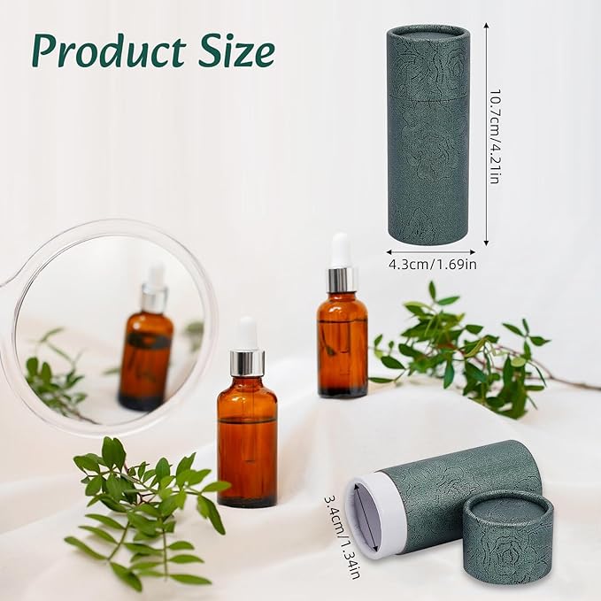 NICENEEDED 10 Pcs Empty Kraft Paper Jar, 30ml Cardboard Boxes, Essential Oil Bottle Packaging Box Round Paper Cardboard Case Gift Tube Container for Pencils Tea Caddy Coffee Cosmetic Crafts